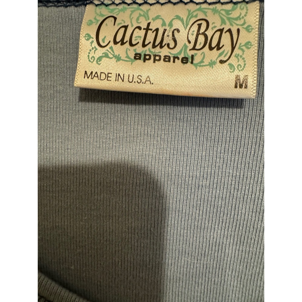 Cactus Bay Apparel Top Women's Medium Blue Southwest Desert Rhinestone USA - Picture 4 of 10